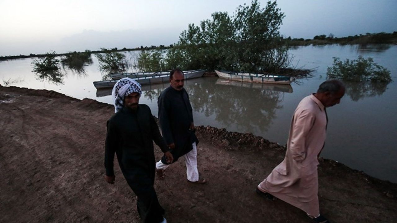 آب به نزدیکی خانه‌های روستای خزعلیه سوسنگرد رسید + ویدئو