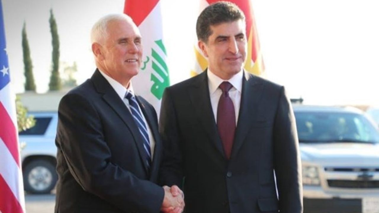 دیدار مایک پنس با بارزانی در اربیل