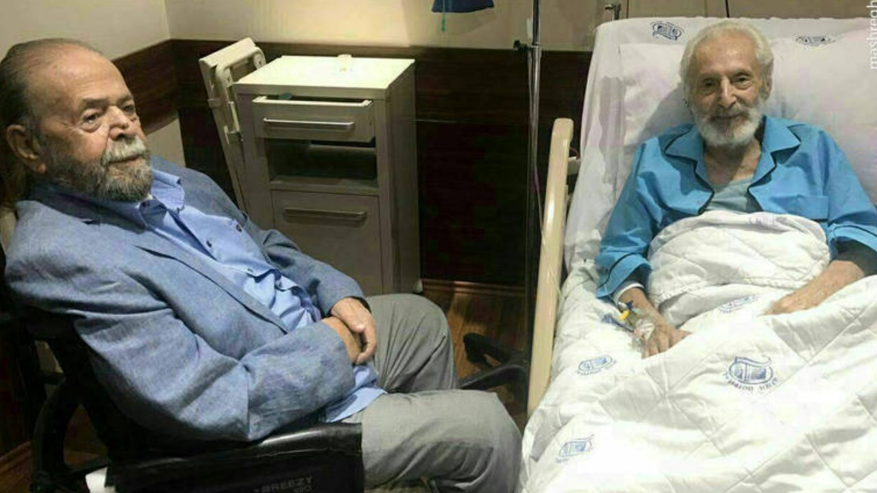 عیادت محمدعلی کشاورز از جمشید مشایخی در بیمارستان + ویدئو