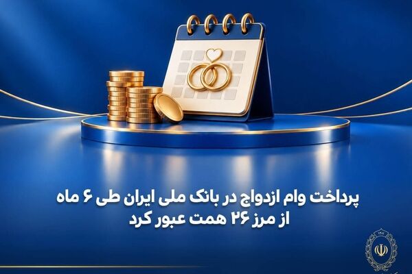 پرداخت وام ازدواج در بانک ملی ایران طی ۶ ماه از مرز ۲۶ همت عبور کرد