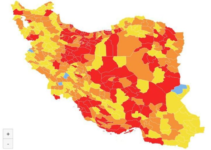 فهرست رنگ‌بندی کرونایی شهرهای کشور اعلام شد